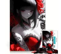 Rompecabezas de 1000 Piezas para Adultos con diseño de Chica Anime Vestida de Rojo Juguete Que desafía la Mente Corte preciso y alineación Actividad Divertida para Toda la Familia (38x26cm)