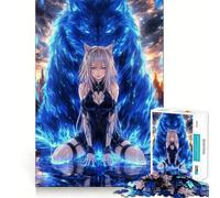 Rompecabezas de 1000 Piezas para Adultos con diseño de Chica Anime y Lobo Azul Juego de lógica con Cortes de precisión y Bordes Lisos reuniones Familiares (38x26cm)