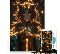 Rompecabezas de 1000 Piezas para Adultos con diseño de Chica Lobo y Katana neón Juego de Ejercicios de Pensamiento Ajuste Espacios Actividad para Fortalecer los Lazos Familiares (38x26cm)