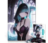 Rompecabezas de 1000 Piezas para Adultos con diseño de Chica Zorro Estilo Anime en un Entorno gótico Juguete Que desafía la Mente Corte preciso y alineación Actividad Divertida