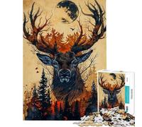 Rompecabezas de 1000 Piezas para Adultos con diseño de Ciervos y Animales Un Juego de ingenio Divertido y Original Toda la Familia (tamaño 38x26cm)