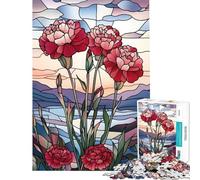 Rompecabezas de 1000 Piezas para Adultos con diseño de claveles de vidrieras Juego desafiante Juguete Educativo decoración de Pared Excelentes Regalos y Juguetes (tamaño 50x75cm)