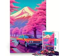 Rompecabezas de 1000 Piezas para Adultos con diseño de Coches y Flores de Cerezo Ideal para ejercitar la Mente Un Juguete Divertido para Pasar un Buen rato (38x26cm)