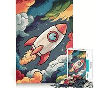 Rompecabezas de 1000 Piezas para Adultos con diseño de Cohete,Nubes y Corte preciso Juego Creativo para ejercitar la Mente y divertirse Regalo Ideal para cumpleaños (50x75cm)