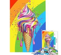 Rompecabezas de 1000 Piezas para Adultos con diseño de Cono de Helado arcoíris Diversión en casa para Toda la Familia Juego Imposible para Mayores de 14 años 38x26cm