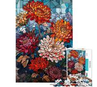 Rompecabezas de 1000 Piezas para Adultos con diseño de crisantemos radiantes Juego de ingenio para armar Regalo Ideal para Amigos y Familiares (tamaño 38x52cm)