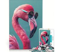 Rompecabezas de 1000 Piezas para Adultos con diseño de Flamenco y Gafas de Sol Ideal para Jugar en Familia, es Divertido y Tiene un Toque de Humor cumpleaños 38x26cm