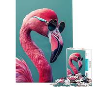 Rompecabezas de 1000 Piezas para Adultos con diseño de Flamenco y Gafas de Sol Juego Familiar Educativo Juguete de desafío Regalo de cumpleaños (tamaño 50x75cm)