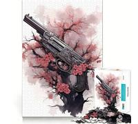 Rompecabezas de 1000 Piezas para Adultos con diseño de Flor de Cerezo,Arma,Corte preciso,Arte,Juguete cognitivo,Juego Relajante, (38x52cm)