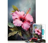 Rompecabezas de 1000 Piezas para Adultos con diseño de Flor de Hibisco,Arte de Corte Fino,Juego de Habilidad Mental,Juego para Momentos de Tranquilidad,decoración navideña (38x26cm)