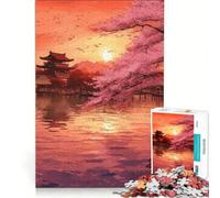 Rompecabezas de 1000 Piezas para Adultos con diseño de Flores de Cerezo, Arte japonés, Juguetes antiestrés, desafío difícil, Toda la Familia 38x52cm