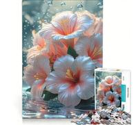 Rompecabezas de 1000 Piezas para Adultos con diseño de Flores de Hibisco y Gotas de Agua Juguete Educativo Actividades Divertidas para Hacer en casa Ideal para cumpleaños y Navidad 50x75cm