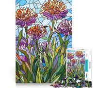 Rompecabezas de 1000 Piezas para Adultos con diseño de Flores de vidrieras, Ajuste, Arte, Juego Mental, Regalo, Juego Lento, decoración navideña para Pared (50x75cm)