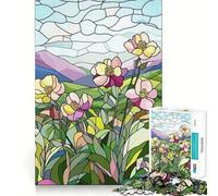 Rompecabezas de 1000 Piezas para Adultos con diseño de Flores de vitral Ideal para ejercitar la Mente, entretenido Navidad Regalo Ideal (38x52cm)