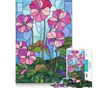 Rompecabezas de 1000 Piezas para Adultos con diseño de Flores de vitral Ideal para ejercitar la Mente, entretenido Navidad Regalo Ideal (38x52cm)