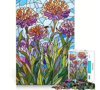 Rompecabezas de 1000 Piezas para Adultos con diseño de Flores de vitral, Juguete Decorativo de construcción, Juego de Paz, Regalo de cumpleaños (38x26cm)