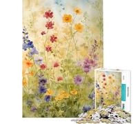 Rompecabezas de 1000 Piezas para Adultos con diseño de Flores en Acuarela Ayuda a ejercitar el Cerebro y Mejora la Memoria Juego Educativo para Mayores de 14 años (38x52cm)