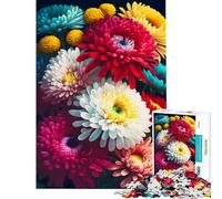 Rompecabezas de 1000 Piezas para Adultos con diseño de Flores y crisantemos Un desafío Educativo para la decoración del hogar Juguetes para Mayores de 14 años Juego de Rompecabezas Incluido (38x26cm)