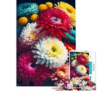 Rompecabezas de 1000 Piezas para Adultos con diseño de Flores y crisantemos Un desafío Educativo para la decoración del hogar Juguetes para Mayores de 14 años Juego de Rompecabezas Incluido (50x75cm)