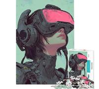 Rompecabezas de 1000 Piezas para Adultos con diseño de Gafas de Realidad Virtual Cyberpunk Retrato de Mujer Rompecabezas de 1000 Piezas Juguetes para Hacer tú Mismo Ideal para Pasar el Tiempo