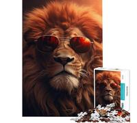 Rompecabezas de 1000 Piezas para Adultos con diseño de Gafas de Sol de león Juegos educativos Juguetes Un Gran Regalo para Pasar el Tiempo en casa Durante Las Vacaciones (tamaño 50x75cm)