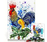 Rompecabezas de 1000 Piezas para Adultos con diseño de Gallo Azul y Amarillo,Arte de Corte Fino,Juego de concentración Mental,Juego para Momentos de Tranquilidad,Actividad de cumpleaños 38x26cm