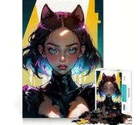Rompecabezas de 1000 Piezas para Adultos con diseño de Gata y niña,Juego de ingenio,Regalo Divertido y Relajante para Navidad (38x26cm)