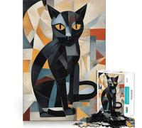 Rompecabezas de 1000 Piezas para Adultos con diseño de Gato,Corte preciso,Manualidades,resolución de Problemas,diversión,Juego de Ocio,decoración navideña (38x52cm)