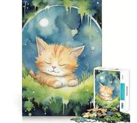 Rompecabezas de 1000 Piezas para Adultos con diseño de Gato durmiendo,decoración,Ejercicio Cerebral,Juguete para un Momento Acogedor y Divertido en cumpleaños (38x26cm)