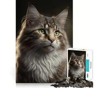 Rompecabezas de 1000 Piezas para Adultos con diseño de Gato,IA generativa,articulación Fina,Divertido Juego Mental,Regalo Ideal para Relajarse y Disfrutar en Navidad (38x52cm)
