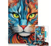 Rompecabezas de 1000 Piezas para Adultos con diseño de Gato,Retrato Asombroso,Corte preciso,Divertido Juego de ingenio,Ideal para el Tiempo Libre y como Actividad de cumpleaños (38x26cm)