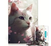 Rompecabezas de 1000 Piezas para Adultos con diseño de Gato y Flor de Cerezo Juguete Decorativo para Construir y concentrarse Juego de Paz Regalo de cumpleaños (50x75cm)