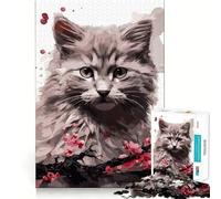 Rompecabezas de 1000 Piezas para Adultos con diseño de Gato y Flor de Cerezo Juguete Decorativo para Construir y concentrarse Juego de Paz Regalo de cumpleaños (38x26cm)