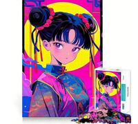 Rompecabezas de 1000 Piezas para Adultos con diseño de Geisha Estilo Anime,Arte de Corte Fino,Juego Mental,Regalo para Momentos de Tranquilidad,Regalo Divertido de cumpleaños (38x26cm)