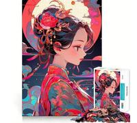 Rompecabezas de 1000 Piezas para Adultos con diseño de Geisha Estilo Anime,Juego de Corte sin Costuras,Divertido y Casual, (50x75cm)