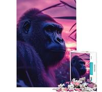 Rompecabezas de 1000 Piezas para Adultos con diseño de Gorila y Puesta de Sol Ideal para Juegos educativos Un Juguete desafiante Una Obra de Arte (tamaño 38x52cm)