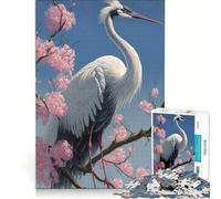 Rompecabezas de 1000 Piezas para Adultos con diseño de grulla y Flores de Cerezo Japón Juguete Educativo, Divertido y con Humor, Que fomenta el Amor Entre Parejas 50x75cm