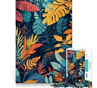 Rompecabezas de 1000 Piezas para Adultos con diseño de Hojas Tropicales, Arte Minimalista, decoración Impecable, Juguete para ejercitar la Mente, Entretenimiento Casual, (38x26cm)