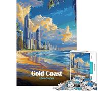 Rompecabezas de 1000 Piezas para Adultos con diseño de la Costa Dorada de Australia Paisaje de Playa Juegos educativos Juguetes didácticos Excelentes Regalos y Juguetes de dificultad Alta (38x26cm)