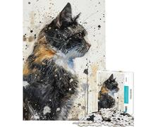 Rompecabezas de 1000 Piezas para Adultos con diseño de la Mirada Felina cósmica Juegos relajantes para Adultos decoración del hogar Regalo Ideal para Toda la Familia (tamaño 38x52cm)