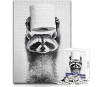 Rompecabezas de 1000 Piezas para Adultos con diseño de Mapache sosteniendo Papel higiénicoJuego de Aprendizaje de Pensamiento estratégicoRegalo Ideal para Cualquier eventoTamaño 38x52cm