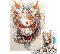 Rompecabezas de 1000 Piezas para Adultos con diseño de máscara de Demonio Japonesa Juego Relajante Decorar e interactuar con los niños (tamaño 38x52cm)