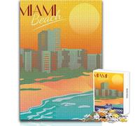 Rompecabezas de 1000 Piezas para Adultos con diseño de Miami Beach Travel Art Juego Educativo y Divertido de Actividades de Aprendizaje Cualquier ocasión Tamaño 38x52cm