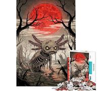 Rompecabezas de 1000 Piezas para Adultos con diseño de Monstruo ajolote de Halloween Estilo Ukiyo-e Un desafío Educativo Una Obra de Arte Juguetes antiestrés para Mayores de 14 años (50x75cm)