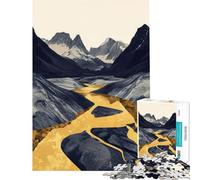 Rompecabezas de 1000 Piezas para Adultos con diseño de montaña Naturaleza y decoración Dorada Ayuda a ejercitar el Cerebro Decoración para el hogar Juego práctico para Mayores de 14 años (38x26cm)