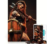 Rompecabezas de 1000 Piezas para Adultos con diseño de Mujer vikinga Juego de Memoria Divertido Componentes Resistentes y de Corte Limpio aliviar el estrés (38x26cm)