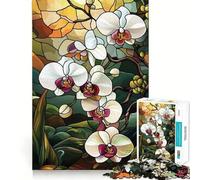 Rompecabezas de 1000 Piezas para Adultos con diseño de orquídea de vitral, Juguete Decorativo de construcción, Juego de Paz, Regalo de cumpleaños (38x52cm)