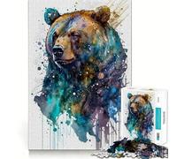 Rompecabezas de 1000 Piezas para Adultos con diseño de Oso,Colorido,de Corte Fino,Ideal para ejercitar la Mente Relajarse y Disfrutar de un cumpleaños (38x52cm)