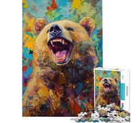 Rompecabezas de 1000 Piezas para Adultos con diseño de Oso Rugido Vibrante Juego de ingenio Juguete Intelectual Regalo de cumpleaños decoración de Pared (tamaño 38x26cm)