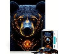 Rompecabezas de 1000 piezas para adultos con diseño de oso y patrones luminosos,arte de bordes precisos,juego de ingenio,regalo ideal para pasar un rato agradable,regalo divertido de Navidad (38x52cm)